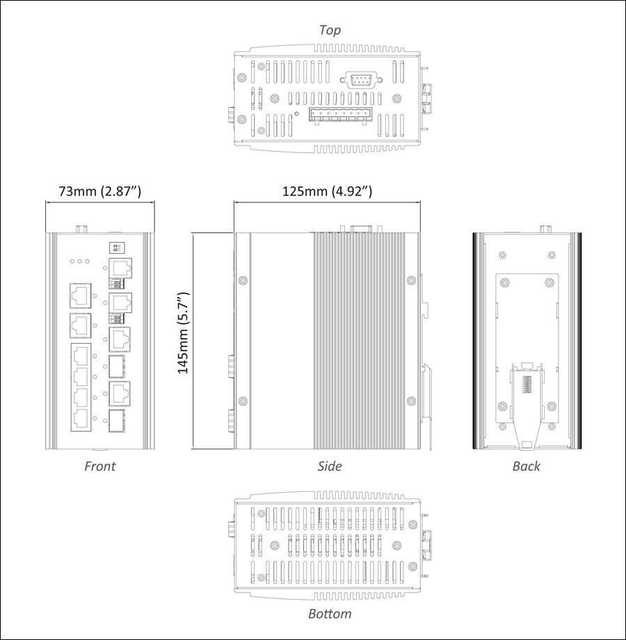 ED3575 - 産業用/管理型 6ポート 10/100BASE-TX +2ポート ギガビット