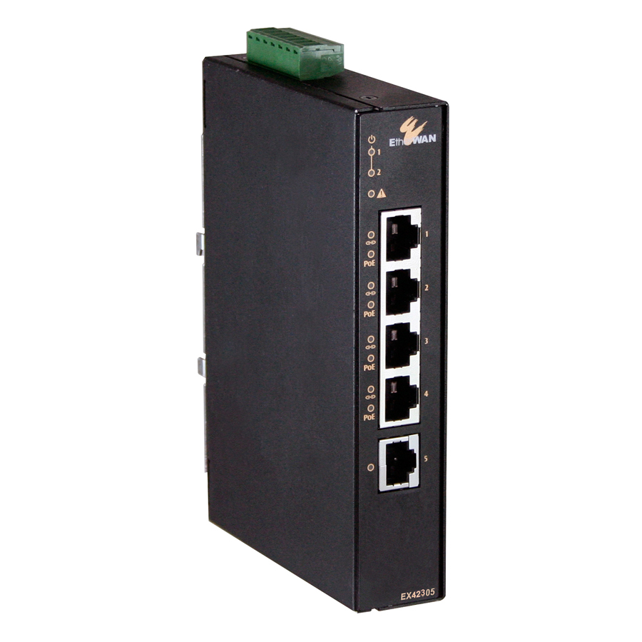EX42300 Series - Hardened Unmanaged 4-port 10/100BASE (4 x PoE) +1-port  10/100/1000BASE-T +1-port 1000BASE-X Gigabit Ethernet Switch