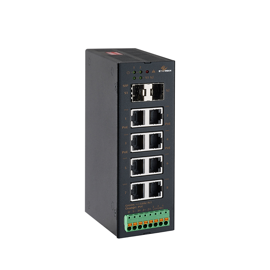 Industrial 10-Port GbE Managed PoE Switch 24~57VDC